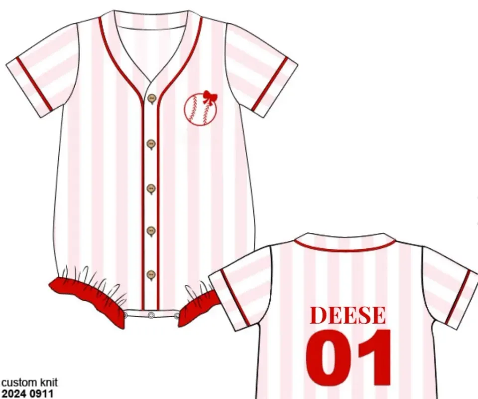 Busy Bee Smocks Play Ball jersey romper DEESE 2T