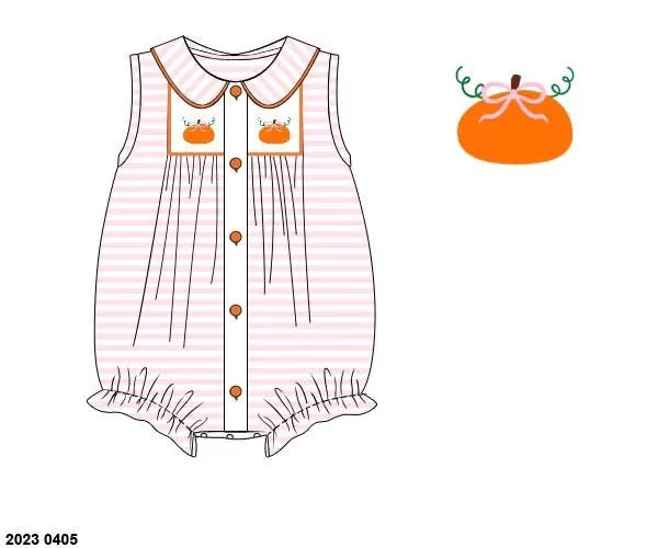 Busy Bee Smocks Simple Pumpkins romper meisjes 9M pompoen