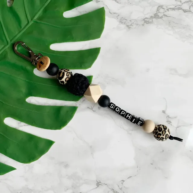 Soda Fashion Luipaard tashanger zwart sleutelhanger