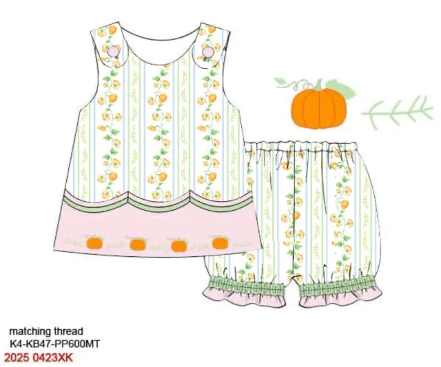 Busy Bee Smocks Pumpkin Vines set 18M meisjes pompoen