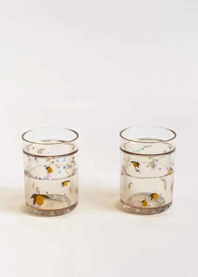 Konges Sløjd glitter bekers lemon 180 ml 2 stuks