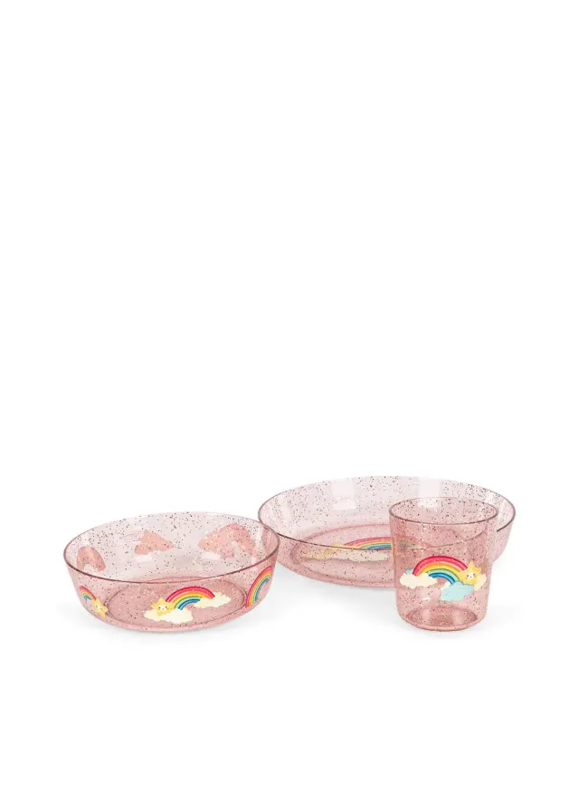 Konges Sløjd Sparkly Kinderservies rainbow 3-delig