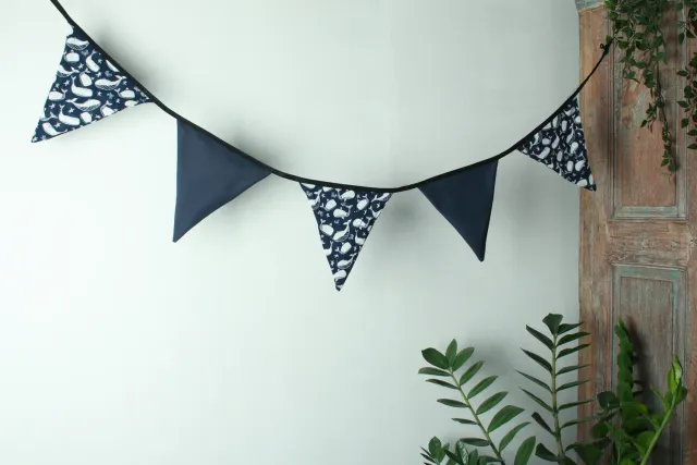 Een presentje Walvisvriendjes vlaggenlijn 150 cm wit katoen