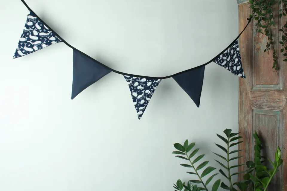 Een presentje Walvisvriendjes vlaggenlijn 150 cm wit katoen