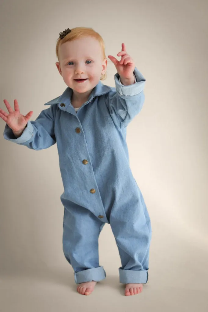 Louloúdi Cloudy jumpsuit denim meegroei tuinbroek