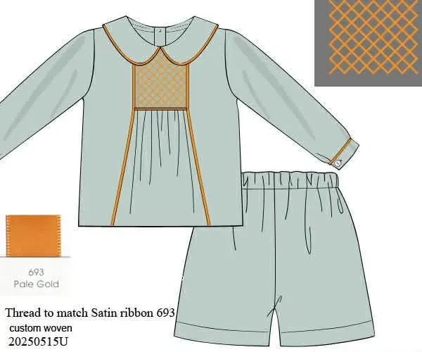 Busy Bee Smocks Fall Heirloom shortset geweven jongens