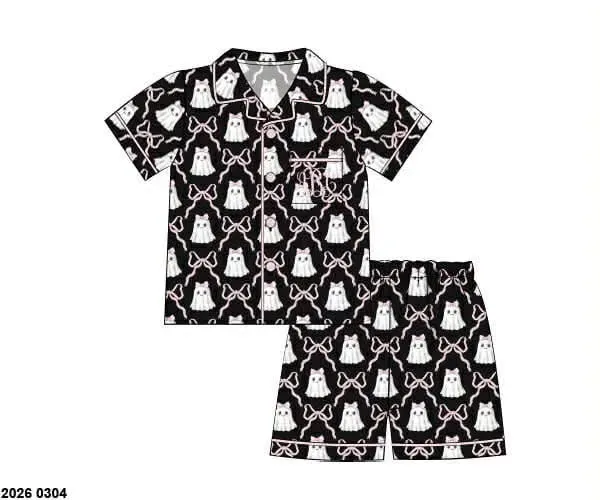 Busy Bee Smocks Halloween Lounge meisjespyjama 2-delig satijn