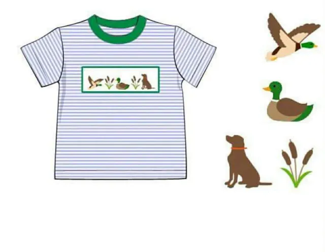 Busy Bee Smocks Puppy Duck shirt jongens 6 tricot
