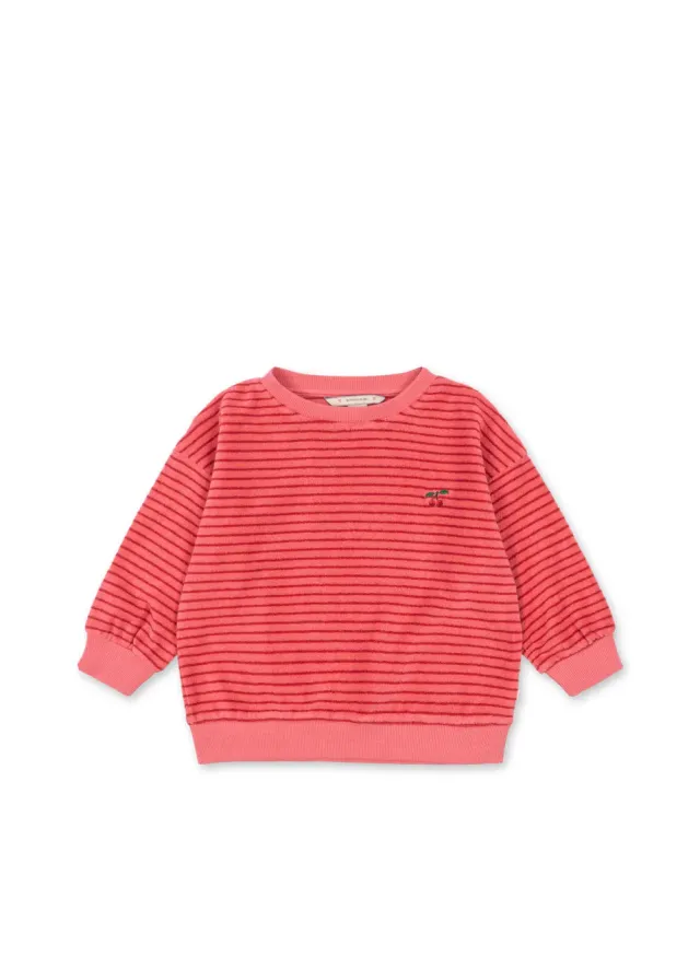 Konges Sløjd Itty Sweater trui cardinal rose stripe biokatoen
