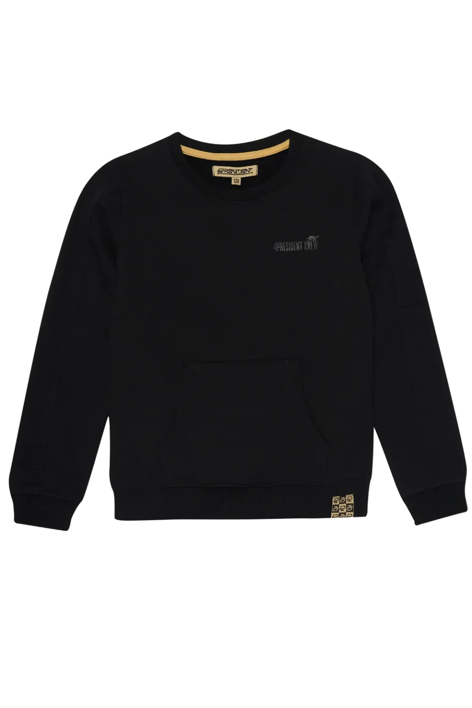 4President Arie Black sweater jongens zwart katoen