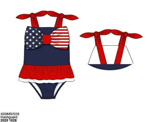 Busy Bee Smocks Stars & Stripes zwempak 6M-18M strik