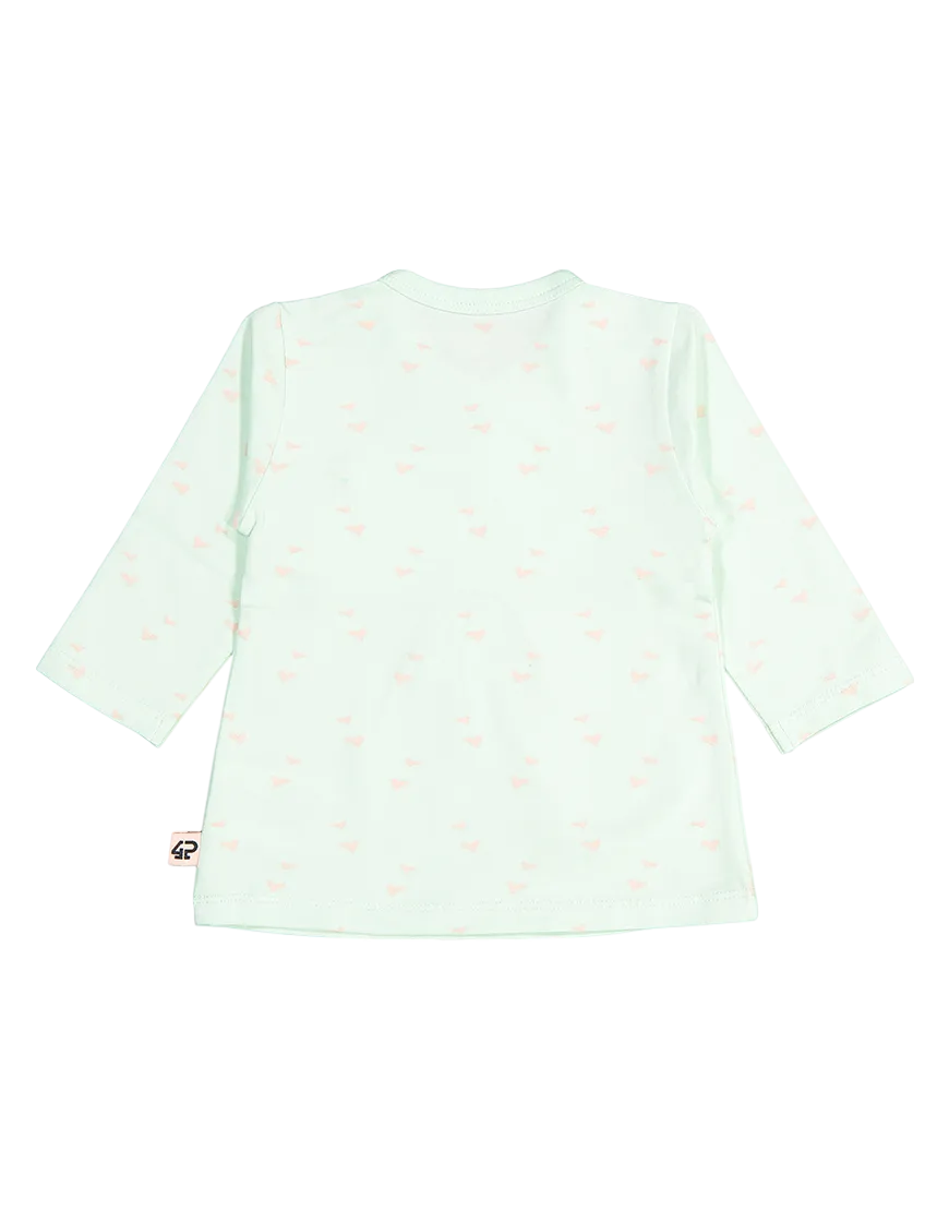 4President Julie Mint AOP shirt lange mouw baby biokatoen