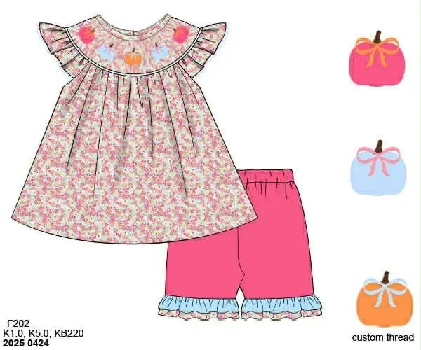 Busy Bee Smocks Remy Pumpkins set 18M bikershort