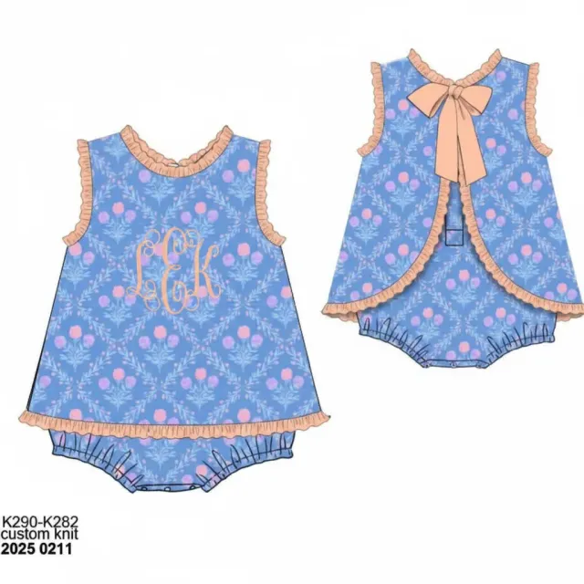 Busy Bee Smocks Peach Stripe & Floral boxpakje LEK gebreid