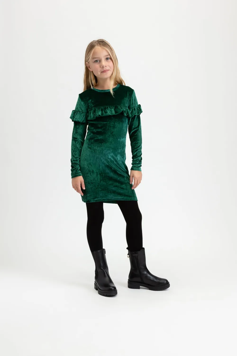 4President Alivia jurk meisjes dark green velvet