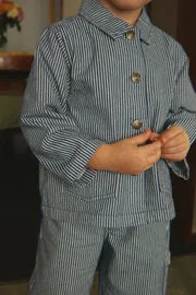 Konges Sløjd Luc Overshirt blue stripe biokatoen