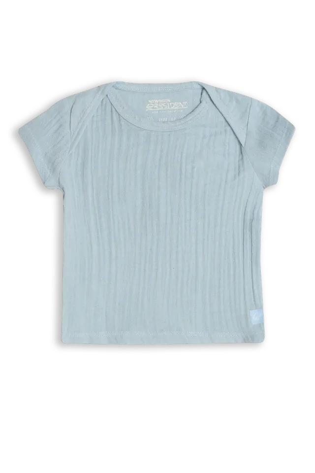4President Moon T-shirt baby blauw katoen