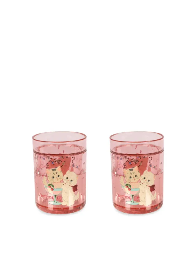 Konges Sløjd Glitterbekers 2-pack rose cat 180 ml