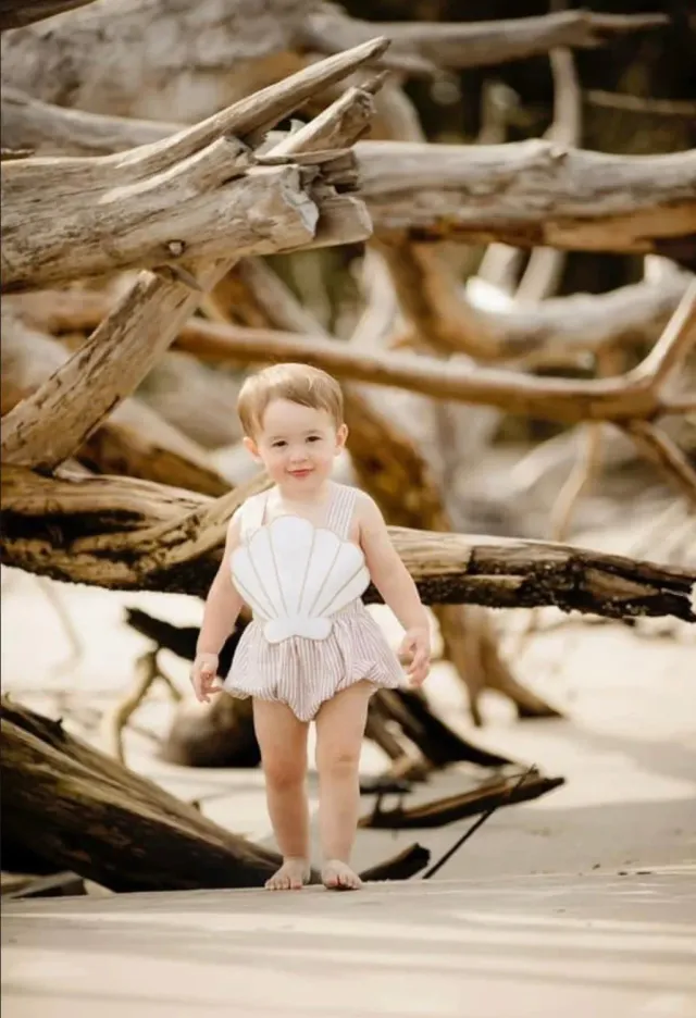 Busy Bee Smocks Seashells sunsuit 2T zomer