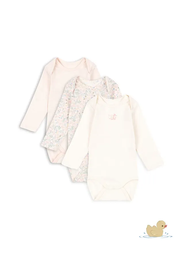 Konges Sløjd Fio romper biokatoen 3-pack prato fiori