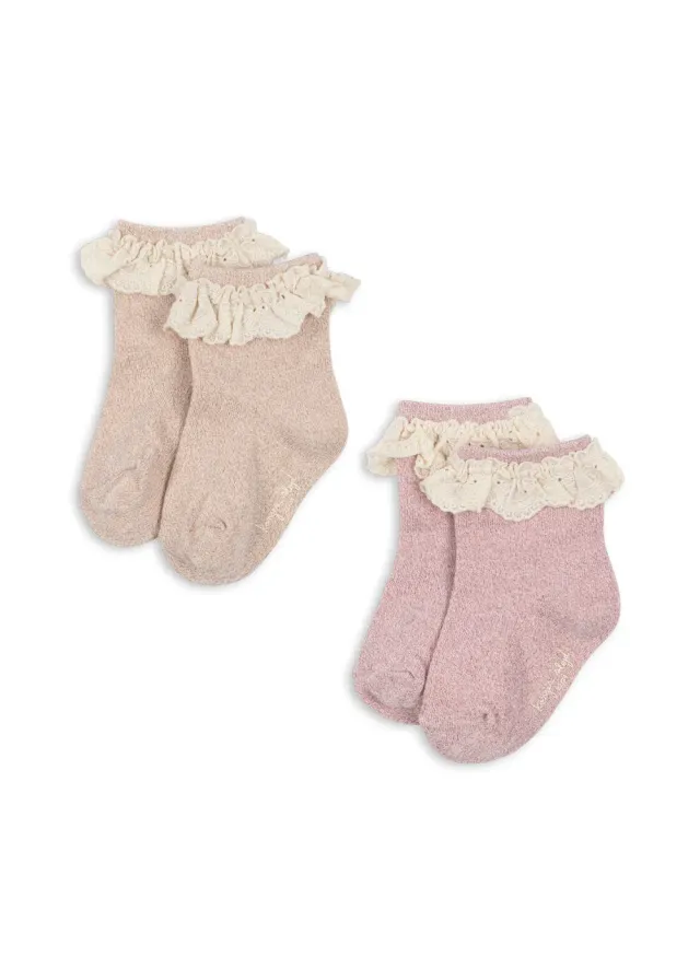 Konges Sløjd Glitter Ruche Sokken Rosette 2-Pack
