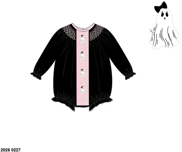 Gingham Ghost fluwelen bubble meisjes halloween spook