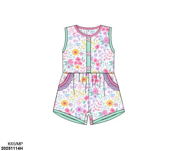 Busy Bee Smocks Anderson Floral meisjes romper tricot 9M