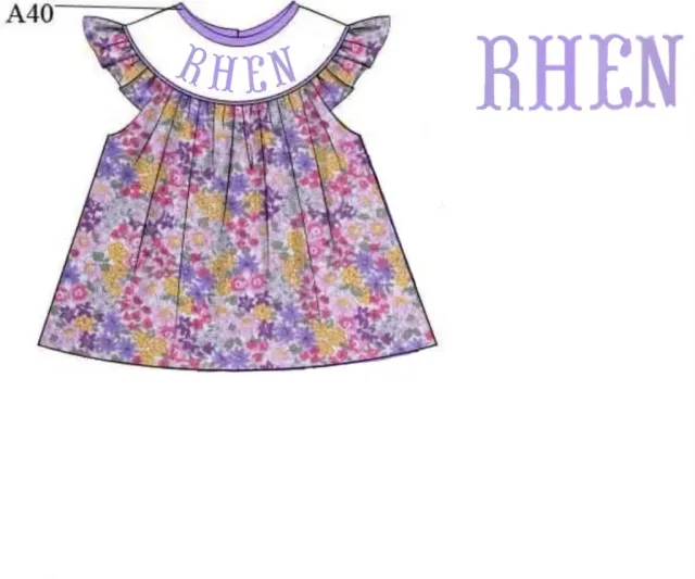 Busy Bee Name Smock shirt RHEN 4T paars bloemen