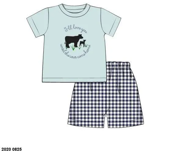 Busy Bee Smocks Cows Come Home short set 2T koeien