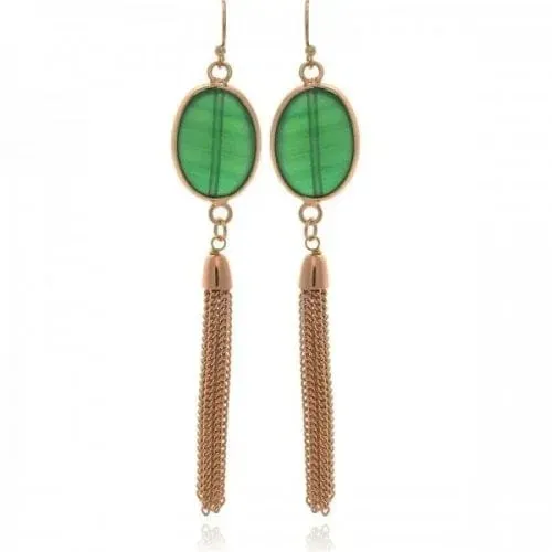 Soda Fashion oorhangers green gold verguld