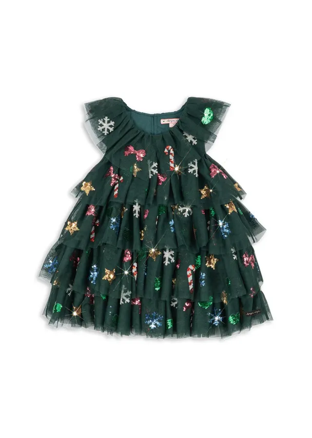 Konges Sløjd Yvonne Christmas tule jurk hunter green