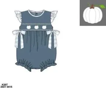 Busy Bee Smocks White Pumpkins romper meisjes herfst