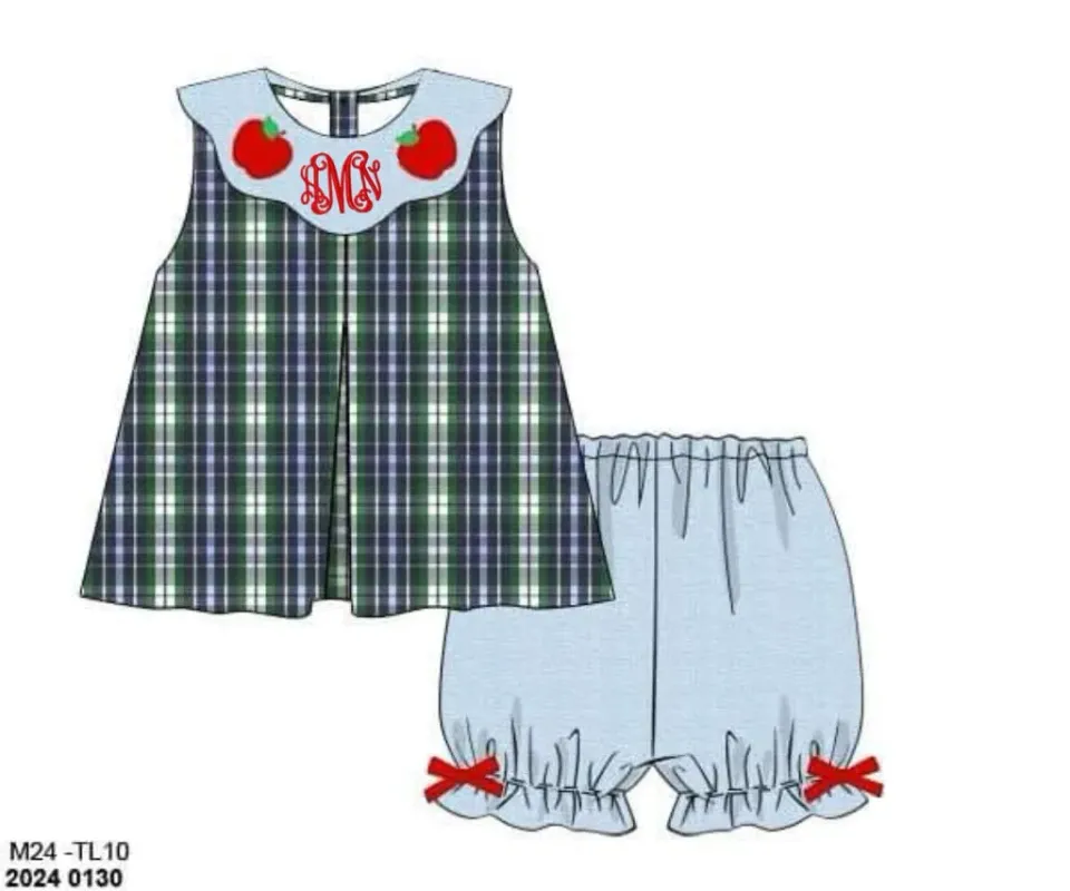 Busy Bee Smocks Properly Plaid linnen set meisje AMN maat 3T