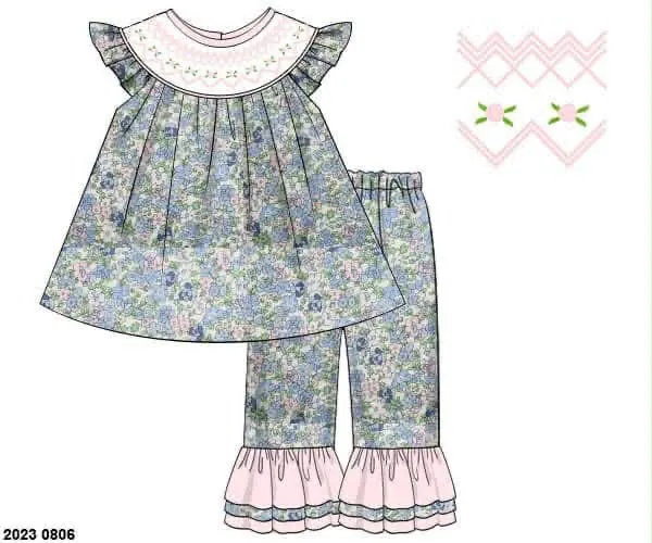 Busy Bee Smocks Bellamy Floral broeksetje 2-delig