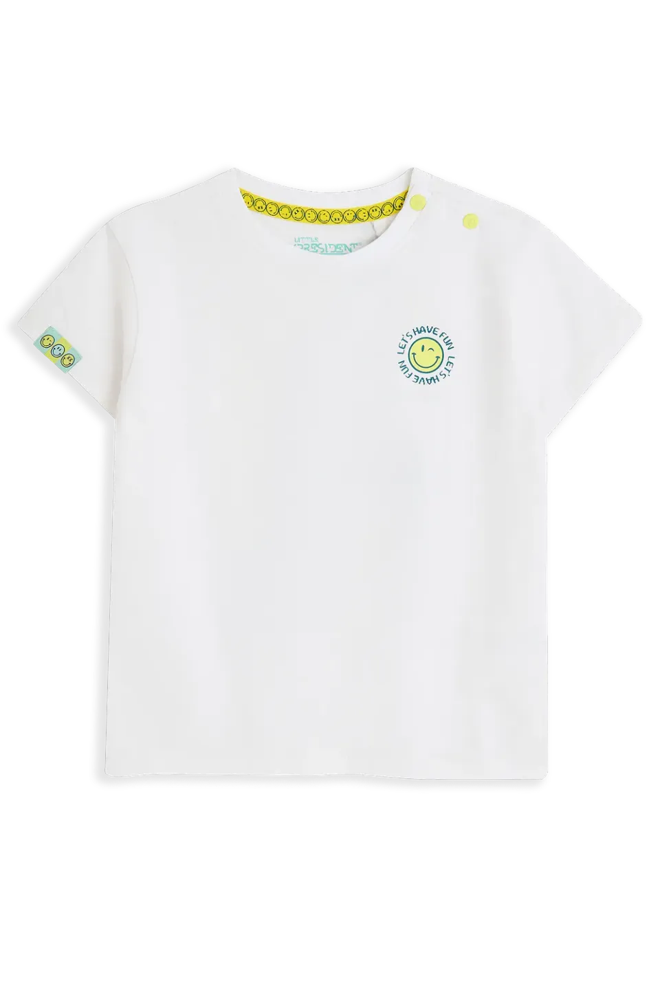 4President Peyton T-shirt wit jongens met knoopjes