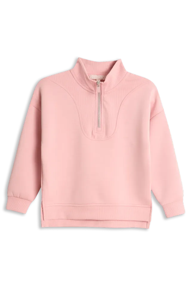 4PRESIDENT Maud sweater meisjes rits lichtroze stretch