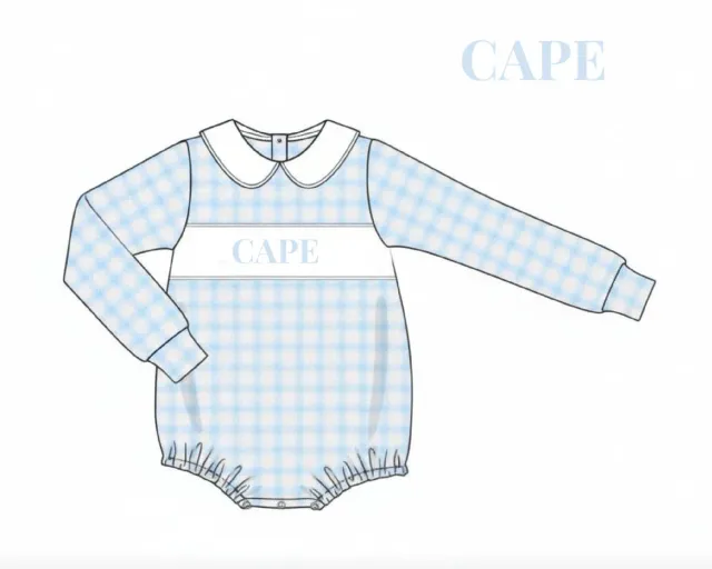 Busy Bee Smocks Gingham Name smockcape NB blauw