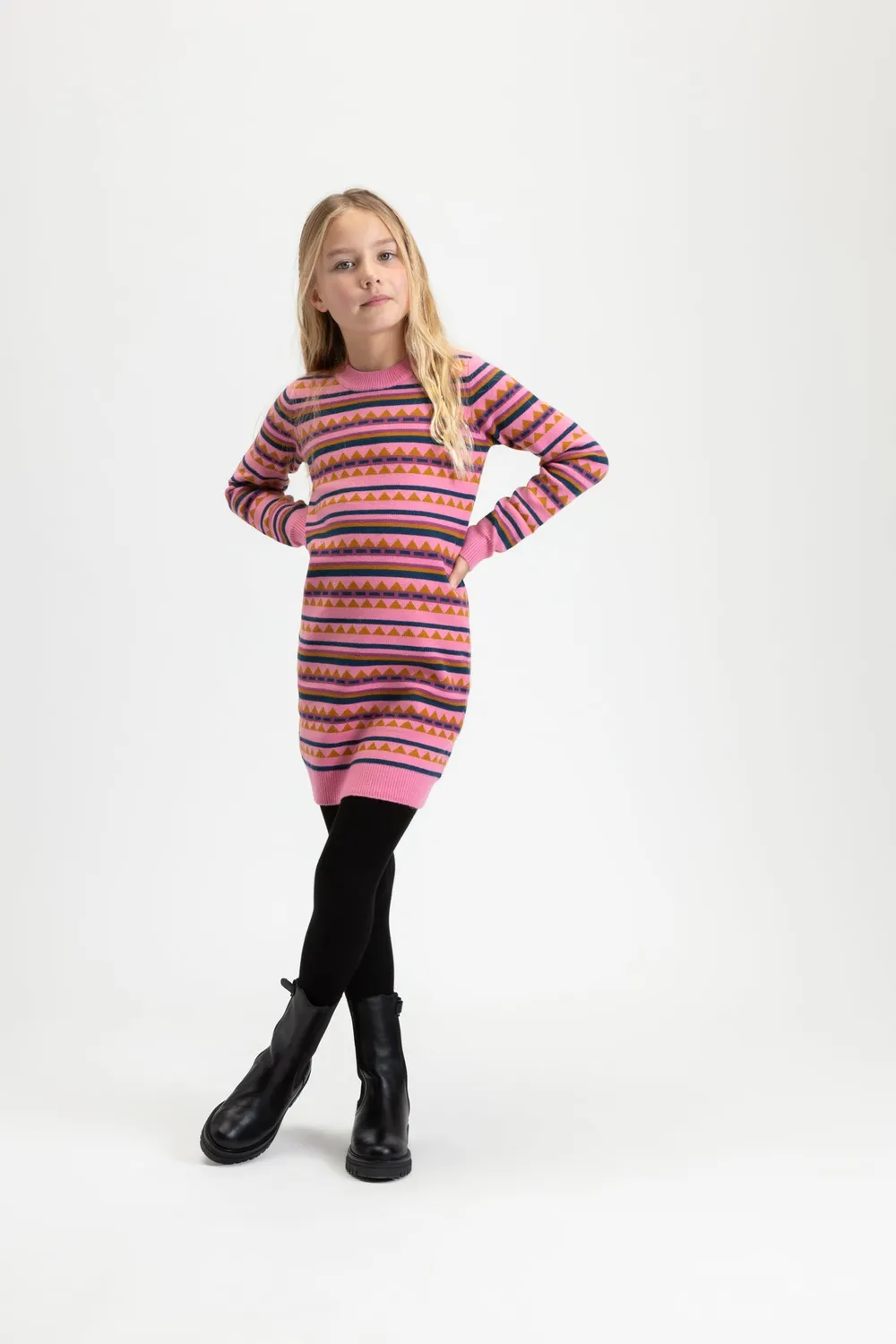 4President Kameron Pink jurk jacquard roze