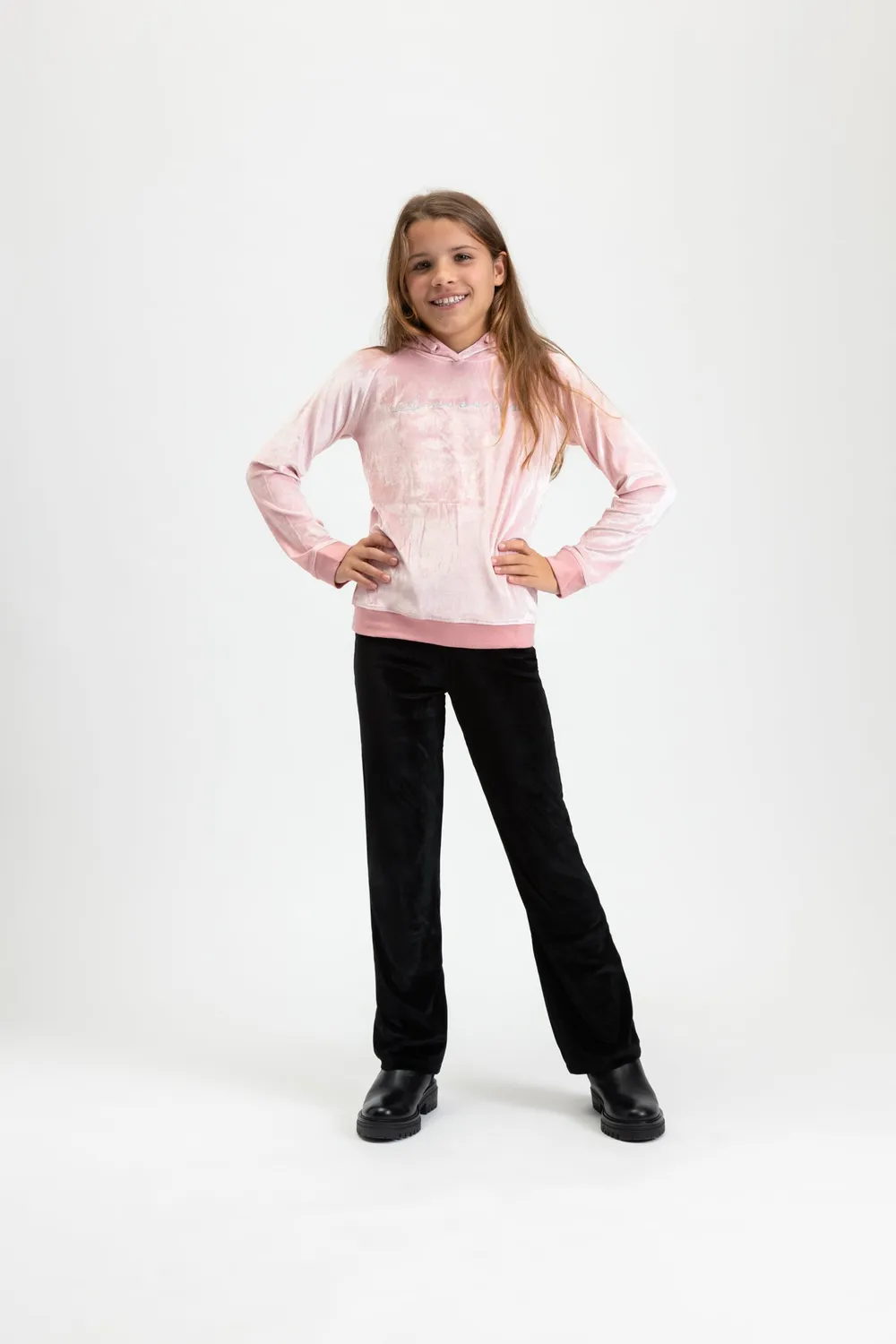 4PRESIDENT Arielle hoodie Dust Pink velvet