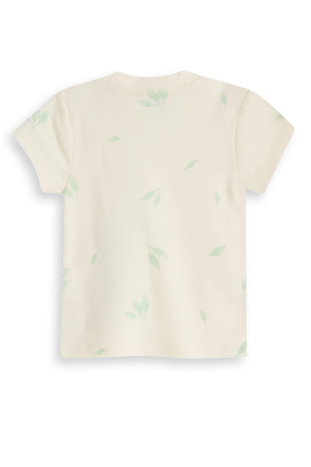 4President Milan T-shirt gardenia bladerprint katoen