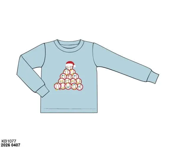Busy Bee Smocks Baseball Tree shirt jongens kerst 7-8