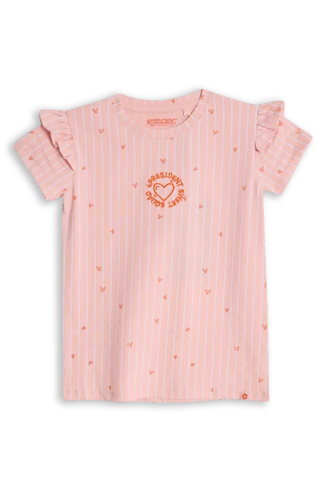 4President Bobbi T-shirt powder pink schaakbord katoen