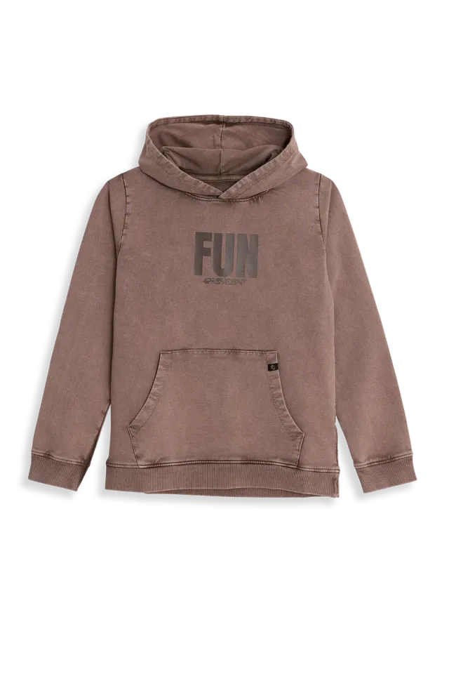 4President Ruben hoodie jongens stone gray katoen