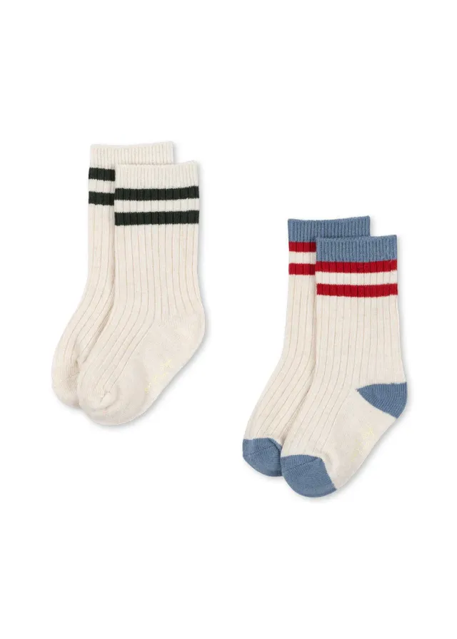 Konges Sløjd rib sokken pearl blue 2-pack katoen