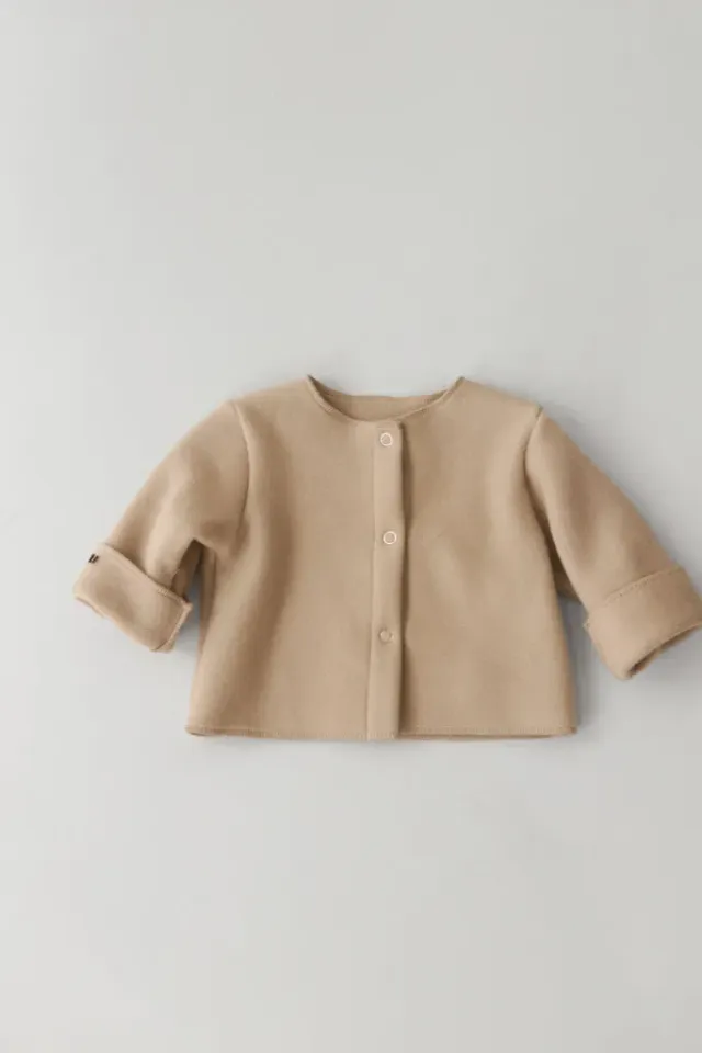 Louloúdi Noey sweatvest katoenfleece beige meegroei