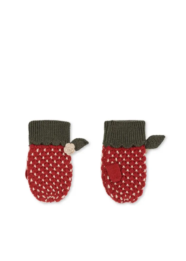 Konges Sløjd Strawberry wanten true red merinowol