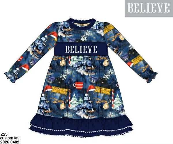 Busy Bee Smocks Believe slaapjurkje geborduurd 3T kerst