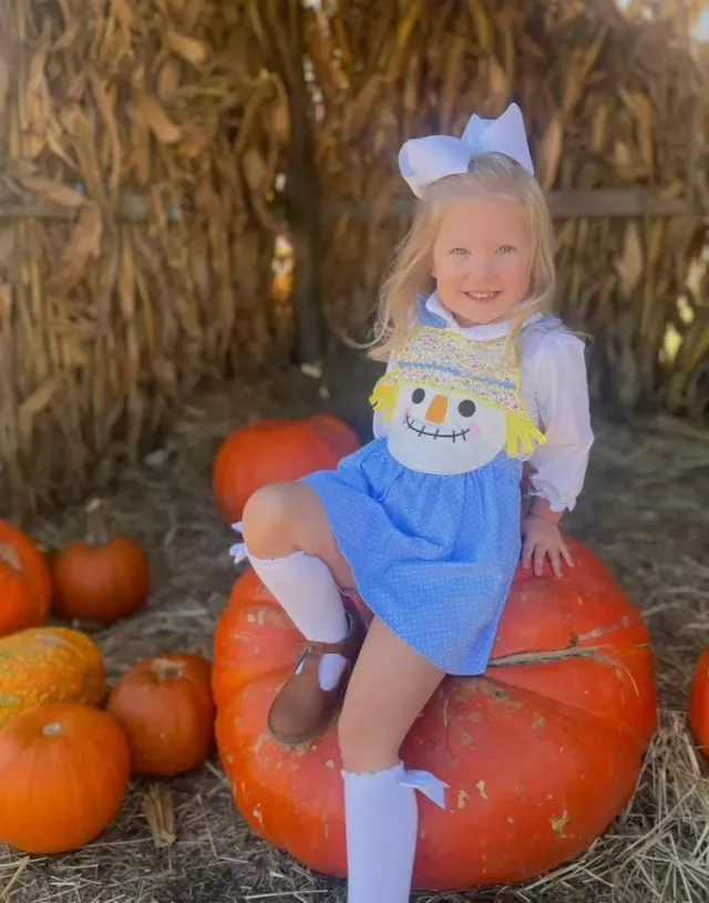 Busy Bee Smocks Scarecrows meisjes jurk geweven herfst