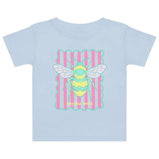 Busy Bee Smocks Neon Pink Stripe Bee t-shirt grafisch