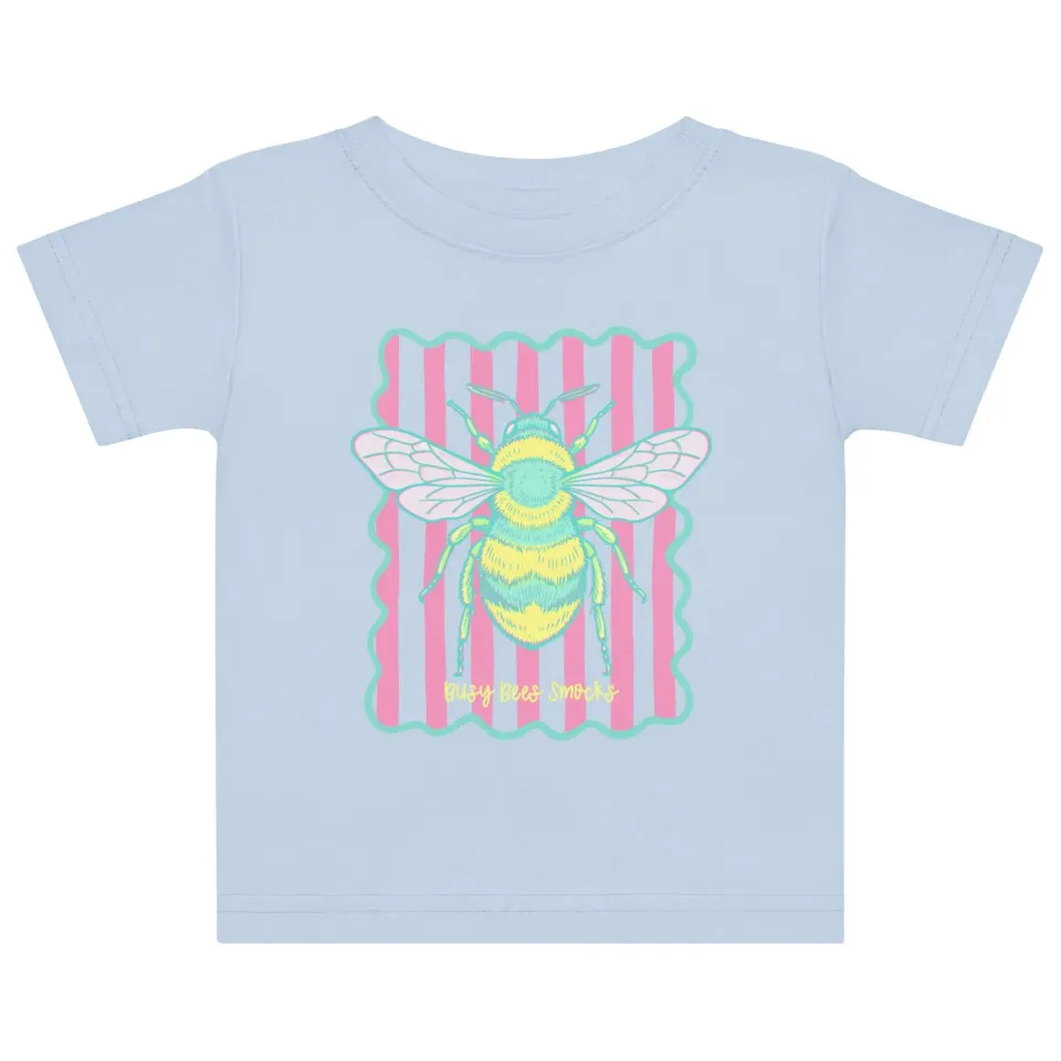 Busy Bee Smocks Neon Pink Stripe Bee t-shirt grafisch